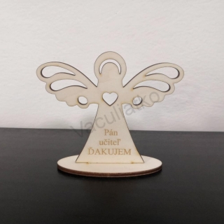 Drevená dekorácia - anjel s textom 12x10cm "Pán učiteľ Ďakujem"
