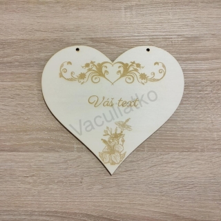 Drevená dekorácia - srdce 20x18cm s textom na želanie (hr. 4mm)