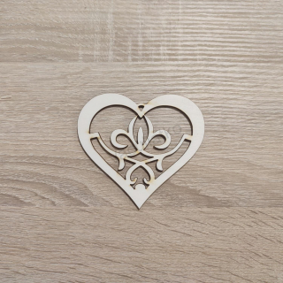Drevený výrez srdce 10x9cm - ornament