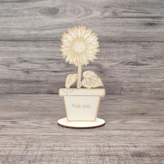 Drevená dekorácia - kvet s textom 9x17cm "Váš text podľa želania" (tl.)
