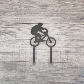 Zápich - Bicykel BMX, cyklista 11x10cm + zápich (čierny)
