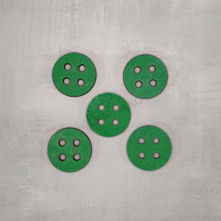 Gombík zelený 3,5cm, 4x dierka 5mm (sada 5ks, hr. 4mm)