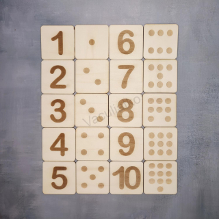 Drevená hra - čísla 1-10 (štvorec 6cm, sada 20ks)