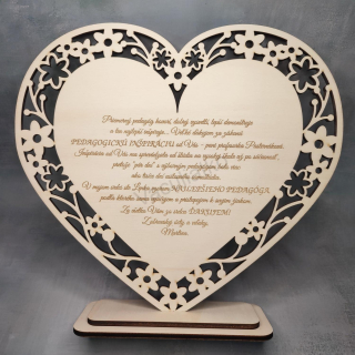 Drevená dekorácia - Srdce 30cm text na želanie