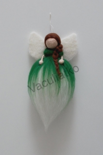 Plstený anjel - Zelený cca 11cm