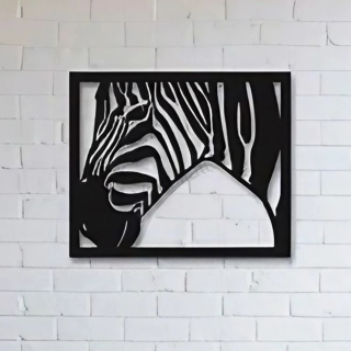 Kovová dekorácia na stenu - Zebra (40x33cm)